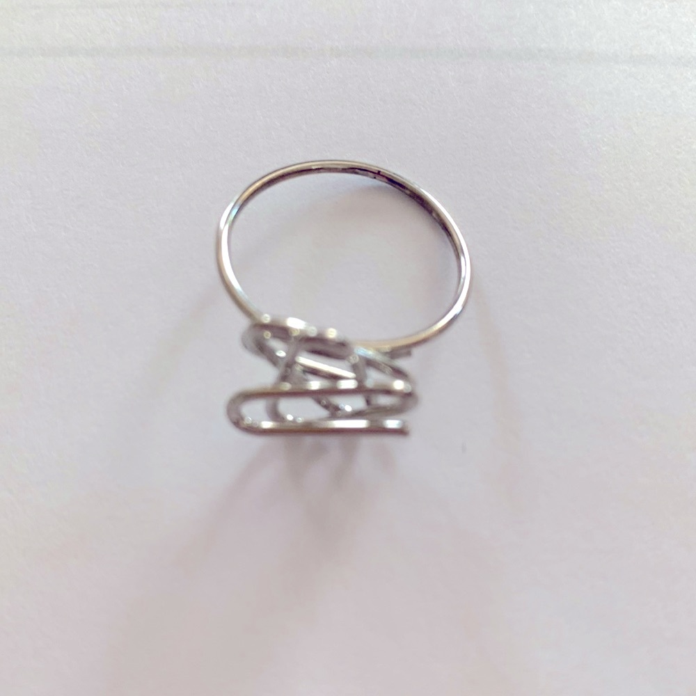 Handcrafted Geometric Wire Ring Adjustable Silver… - image 2